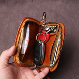 NZPJ Leather Key Bag, Cowhide Purse, Vintage Vegetable Tanned ID Bag