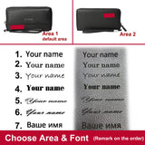 Men Clutch Wallets Engraved PU Leather Zip Large Capacity Hand Strap Wallet