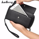 Men Clutch Wallets Engraved PU Leather Zip Large Capacity Hand Strap Wallet