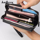 Men Clutch Wallets Engraved PU Leather Zip Large Capacity Hand Strap Wallet