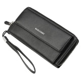 Men Clutch Wallets Engraved PU Leather Zip Large Capacity Hand Strap Wallet