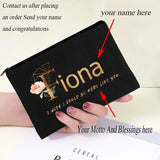 Fleur Letter Print Makeup Organizer Travel Bag - Blessings Customization