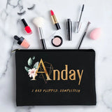 Fleur Letter Print Makeup Organizer Travel Bag - Blessings Customization