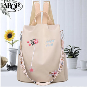 National Style 3D Embroidery Backpack Women's Anti-Splash Oxford Cloth