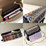 National Style Tassel Woven Small Women Shoulder Bag with Chain