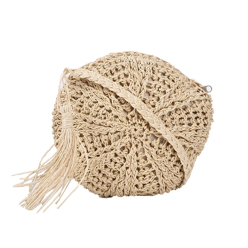 Vintage Tassel Straw Woven Bag Women Shoulder Messenger Bag
