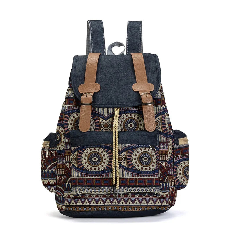 National Style Teenager School Bags Outdoor Travel Men Canvas Backpack