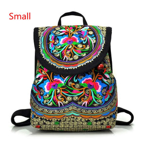 Vintage Embroidery Ethnic Backpack Flower Travel Shoulder Bag