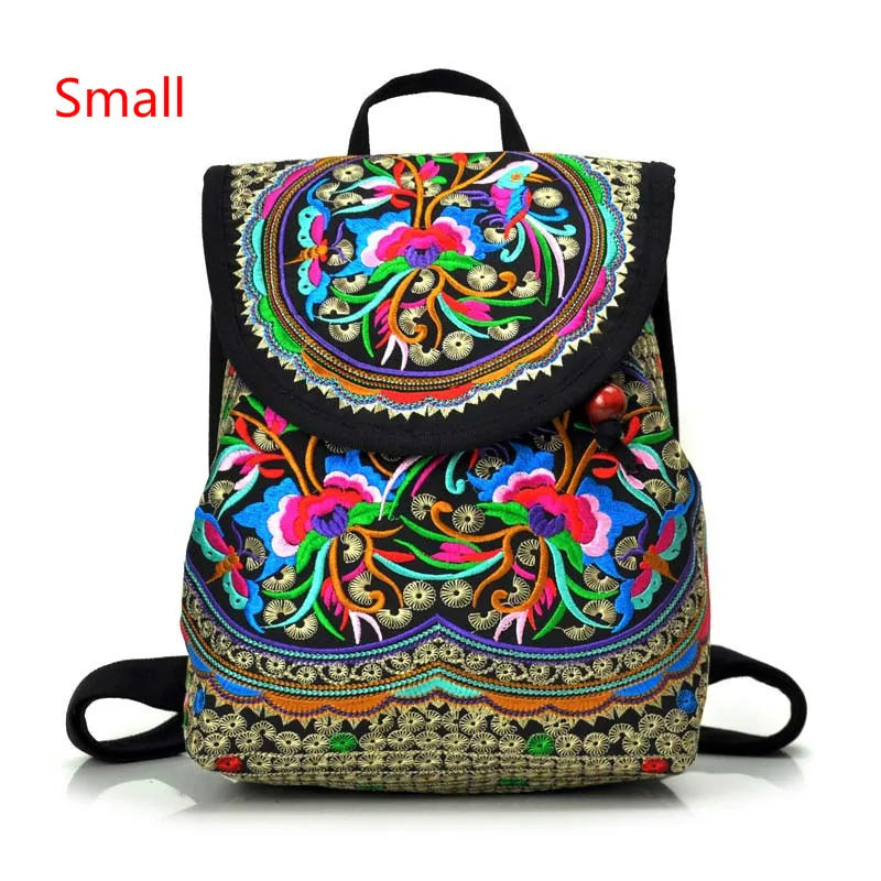 Vintage Embroidery Ethnic Backpack Flower Travel Shoulder Bag