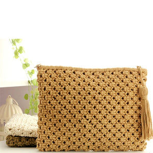 National Style Woven Bags Clutch Hollow Out Straw Handbags Vintage Rattan Beach