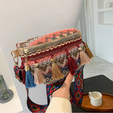 Colorful Wavy Stripe Canvas Waist Pack Female Fanny Pack Lady Crossbody Bag