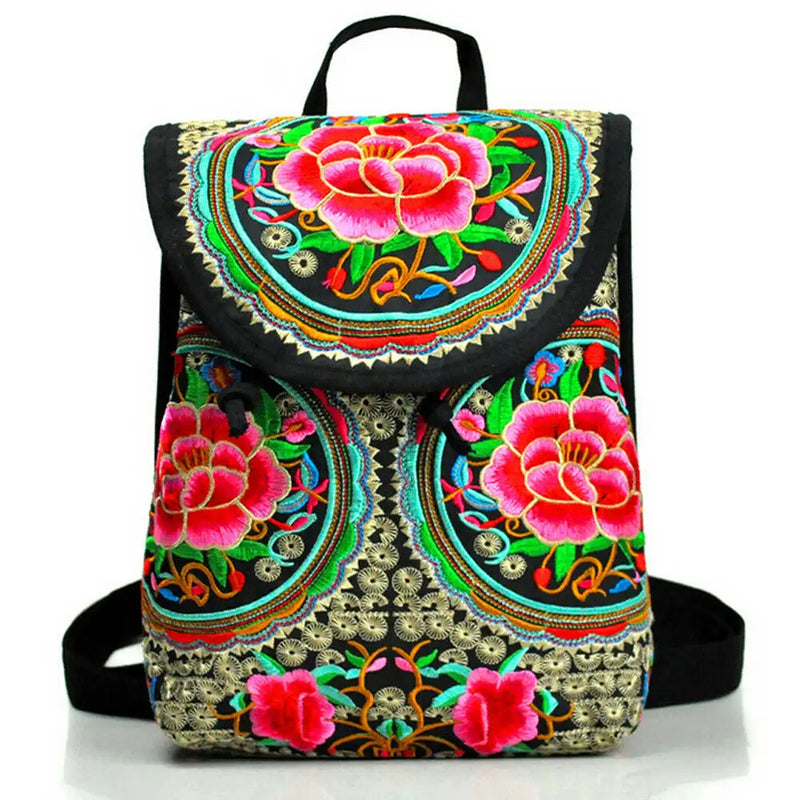 Boho Embroider Canvas Backpack Bag Travel Shoulder Bag