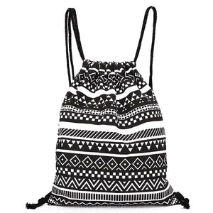 Vintage Canvas Drawstring Backpack for Women