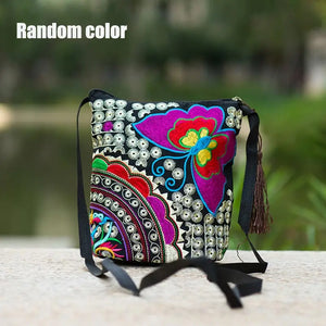 National Women Ethnic Peony Min Shoulder Bag Embroidery Handbag