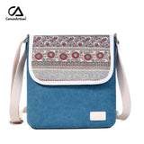 Canvas Retro Messenger Bag Floral Printing Shoulder Bag