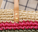 National rainbow striped straw bag beach bag