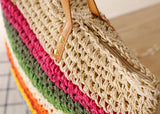 National rainbow striped straw bag beach bag