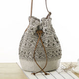 National Wind Crochet Backpack Grass Knit Shoulder Bag Women's Travel Beach Bag