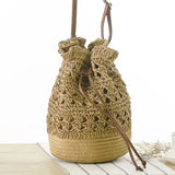 National Wind Crochet Backpack Grass Knit Shoulder Bag Women's Travel Beach Bag