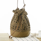 National Wind Crochet Backpack Grass Knit Shoulder Bag Women's Travel Beach Bag