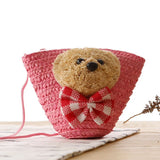 Bear Head Bow Knitting Key Change Knit Bag Messenger Beach Bag