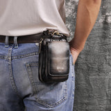 Leather Men's Vintage Waist Bag Hook Phone Pouch