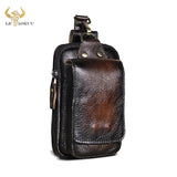 Leather Men's Vintage Waist Bag Hook Phone Pouch