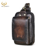 Leather Men's Vintage Waist Bag Hook Phone Pouch