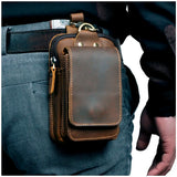 Leather Men's Vintage Waist Bag Hook Phone Pouch