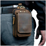 Leather Men's Vintage Waist Bag Hook Phone Pouch