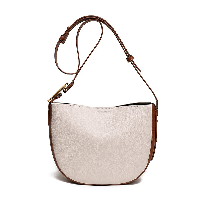 Soft Cow Leather Bucket Handbag for Women