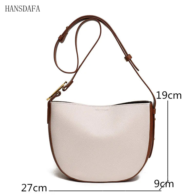 Soft Cow Leather Bucket Handbag for Women