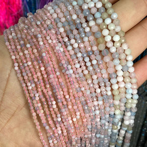 Faceted Morganite Natural Stone Beads for Jewelry Making DIY