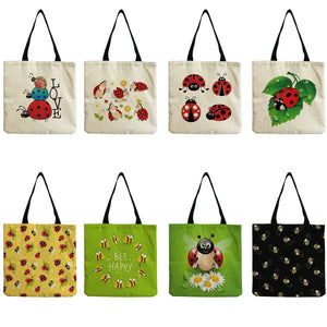 Bee Print Beach Bag Eco Friendly High Capacity Shopper Bag