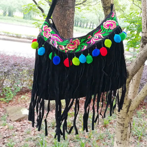 Embroidery Women Bags Tassel Suede Shoulder Bag Vintage Crossbody