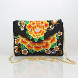 Vintage Ethnic Embroidered Flap Bag Women Chains Messenger Bag