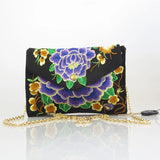Vintage Ethnic Embroidered Flap Bag Women Chains Messenger Bag
