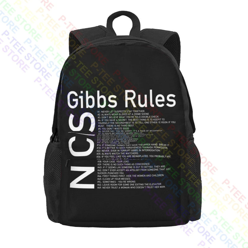 Ncis Gibbs Rules Men Large Capacity Backpack Print Schoolbag Eco Friendly Bags