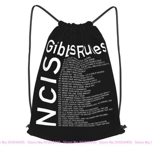 Ncis Gibbs Rules Drawstring Backpack Bookbag Beach Bag