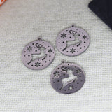 Nedar 3PCS Christmas Reindeer DIY Charms Stainless Steel Animal Pendant