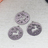 Nedar 3PCS Christmas Reindeer DIY Charms Stainless Steel Animal Pendant