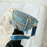 Woven Chest Bag Women Ins Chain Small Waist Messenger Bag
