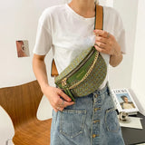 Woven Chest Bag Women Ins Chain Small Waist Messenger Bag
