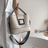 Red Crocodile Pattern Mini Bucket Shoulder Bag
