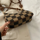 Net Red Retro Chessboard Lattice Underarm Bag Women's Autumn And Winter Versatil
