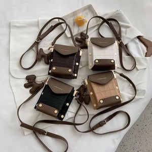 Retro Croc Pattern Crossbody Bag, All-match Small Square Bag