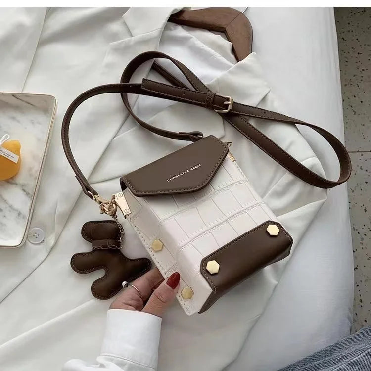 Retro Croc Pattern Crossbody Bag, All-match Small Square Bag