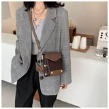 Retro Croc Pattern Crossbody Bag, All-match Small Square Bag