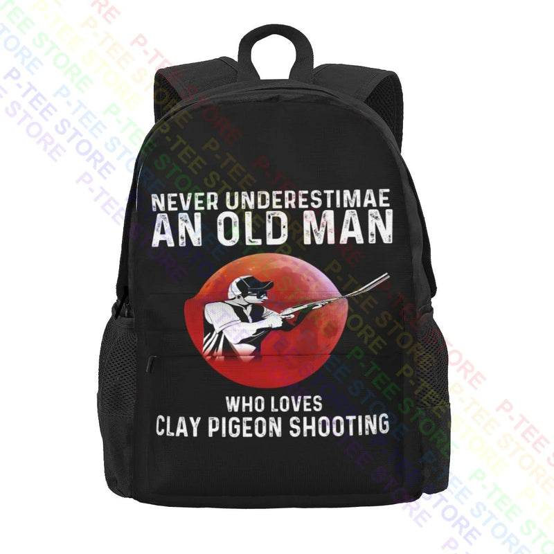 Old Man Clay Pigeon Shooting Backpack Gym Tote Bag