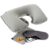 Portable Travel Inflatable Neck Pillow Set + Eye Mask + Earplug